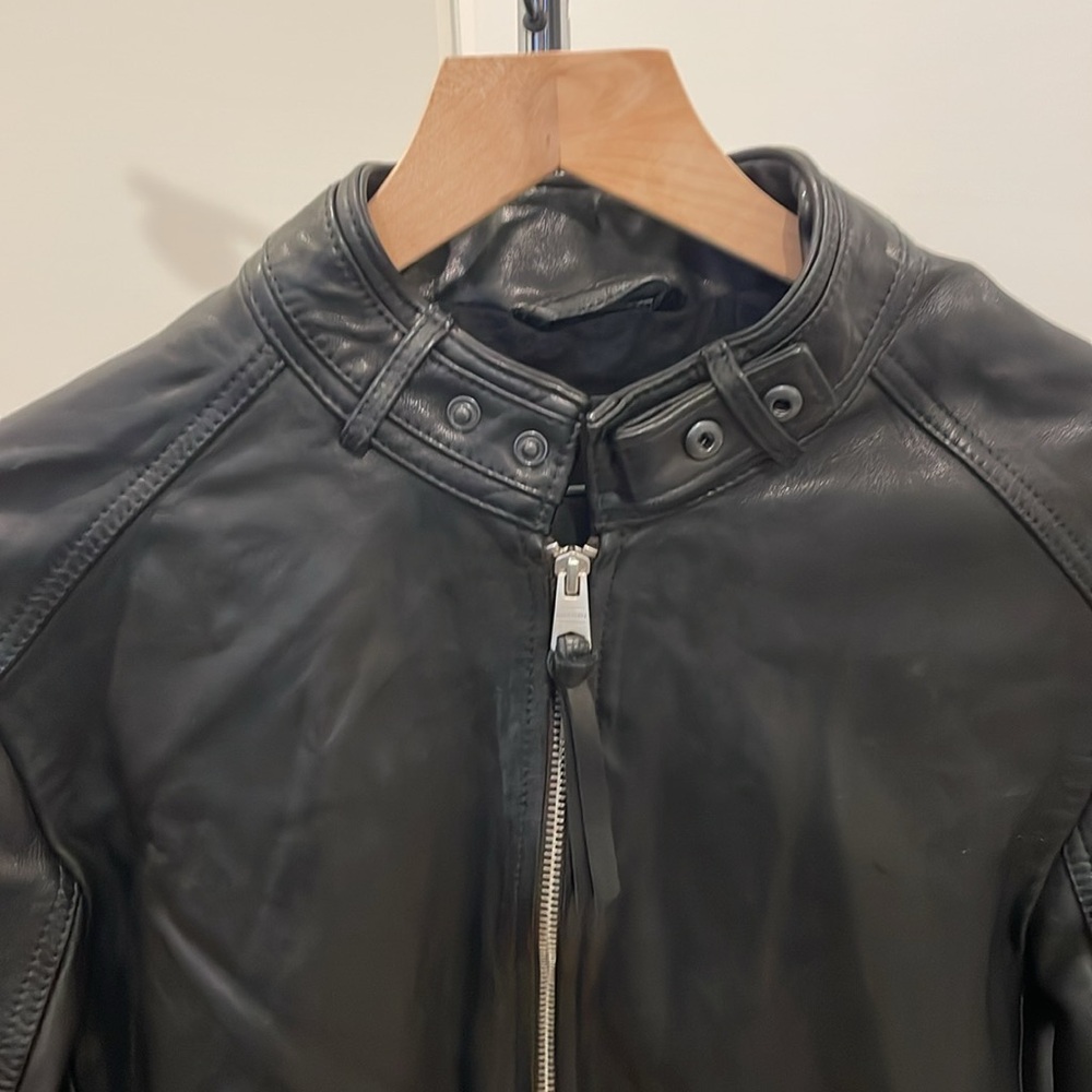 Men’s Black Leather AllSaints Jacket - Picture 3 of 7